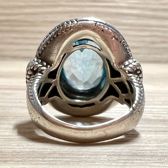 Vintage Designer Signed BJC Sterling Silver & 18K Gold Blue Topaz Ring,Size 5.75 - Picture 4 of 11